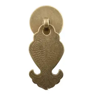 Double Carp Pendant Small Handle, New Chinese Style Retro Pure Copper Drawer Handle, Copper Accessories for Jewelry Box and Furniture
