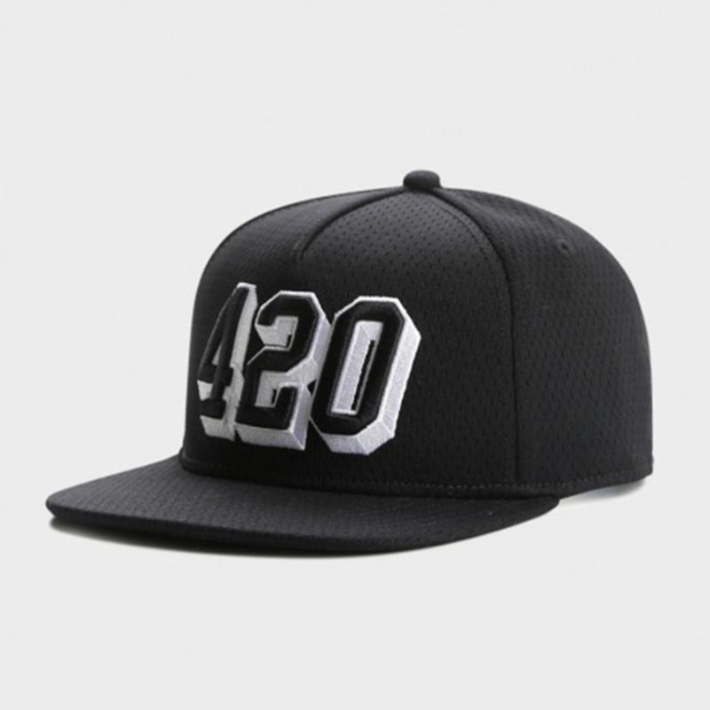 2026 New Outdoor Sports Quick-Dry Breathable Baseball Cap with Letter 420, Adjustable Black Flat-Brim Cap