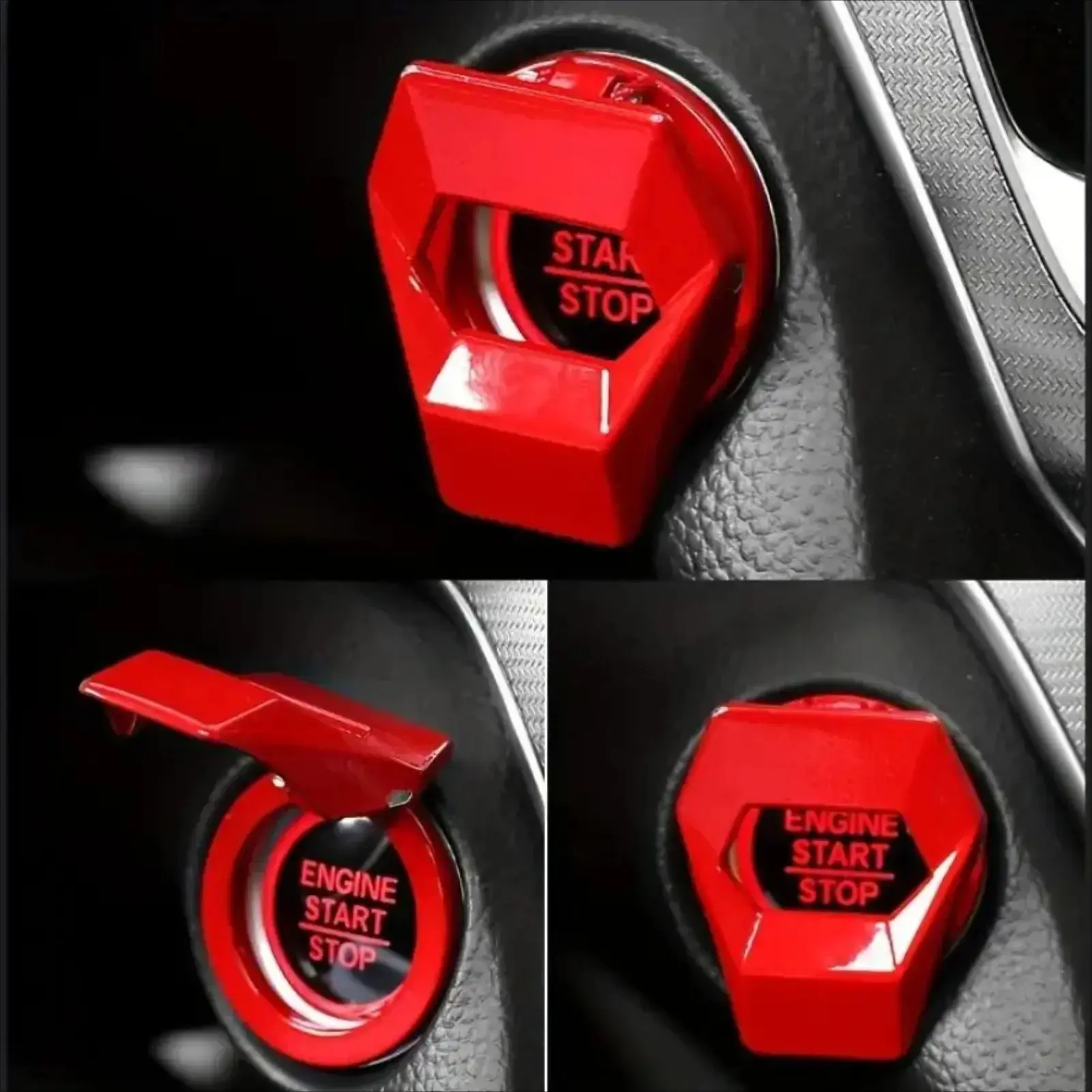 Premium Carbon‑Fiber‑Look Start‑Stop Button Cover, Stylish Anti‑Scratch Interior Trim for Universal Cars & SUVs