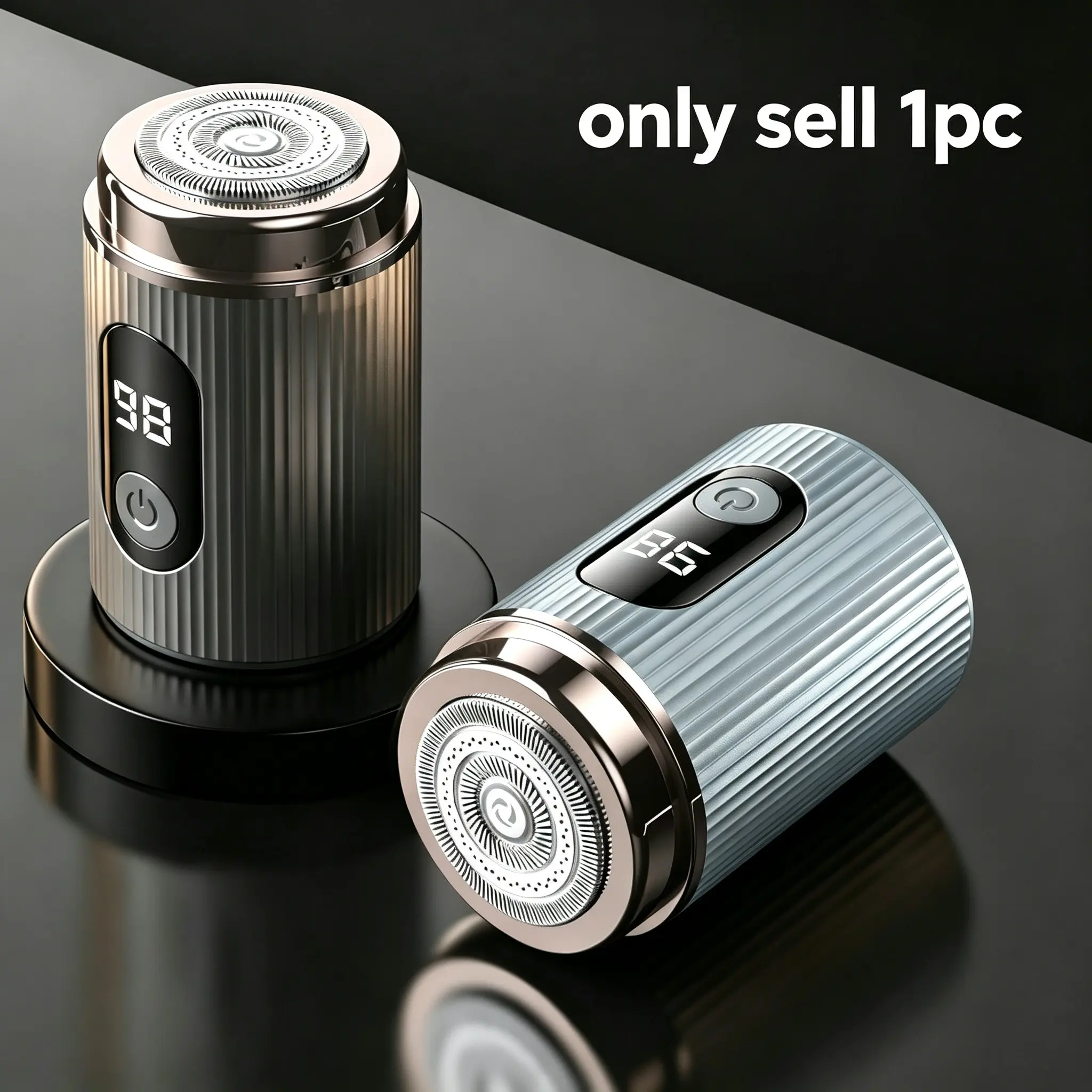 Mini Portable Men's Rotary Shaver, Ipx7 Waterproof Travel Razor, LED Power Display, Ideal for Daily and Travel Grooming, Cordless Rechargeable Shaver
