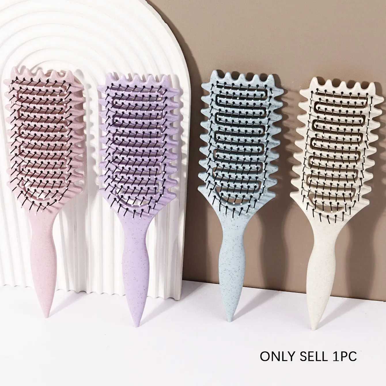1PC Women's Curl Styling Comb, Hollow Out Comb, Bounce Comb, Massage Comb, Dry Wet Use, Volumizing Hair Brush, Suitable for All Hairstyles