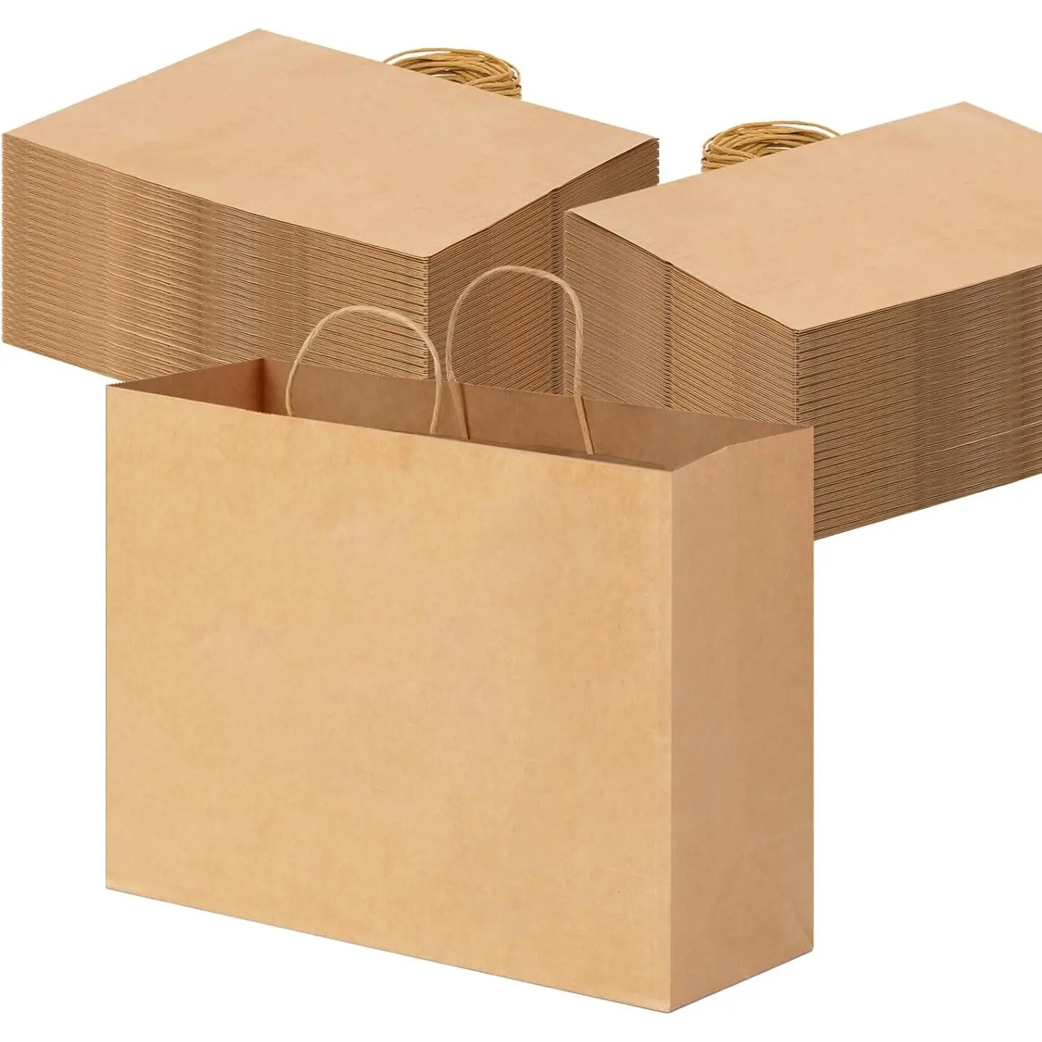 Kraft Large-Size Rectangular Paper Bags with Handles (110pcs, 16x6x12in, Brown) for Small Business Merchandise, Gifts, Shopping