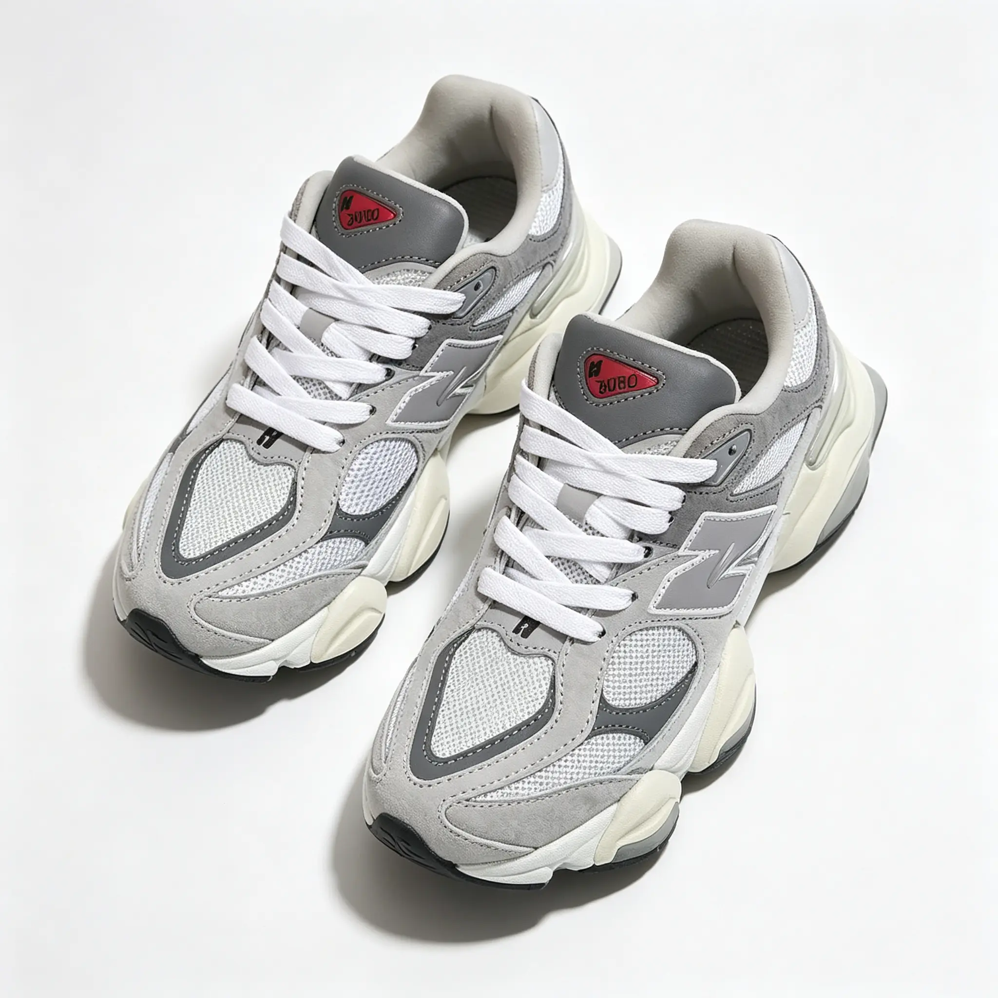 Unisex Grey White Color Block Chunky Fashion Trainers Breathable Mesh & Suede Construction Lace-Up Non-Slip Wear Resistant Outsole Street Style Casual Athletic Sneakers