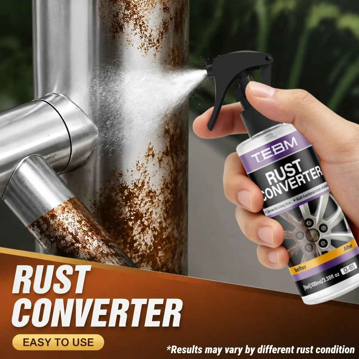 Car Rust Remover Spray, Metal Rust Polisher, Quick Rust Dissolver, DIY Friendly, Metal Tools and Car Rust Renovation, Instant Rust Removal, Fast Restoration, Automotive repair tools