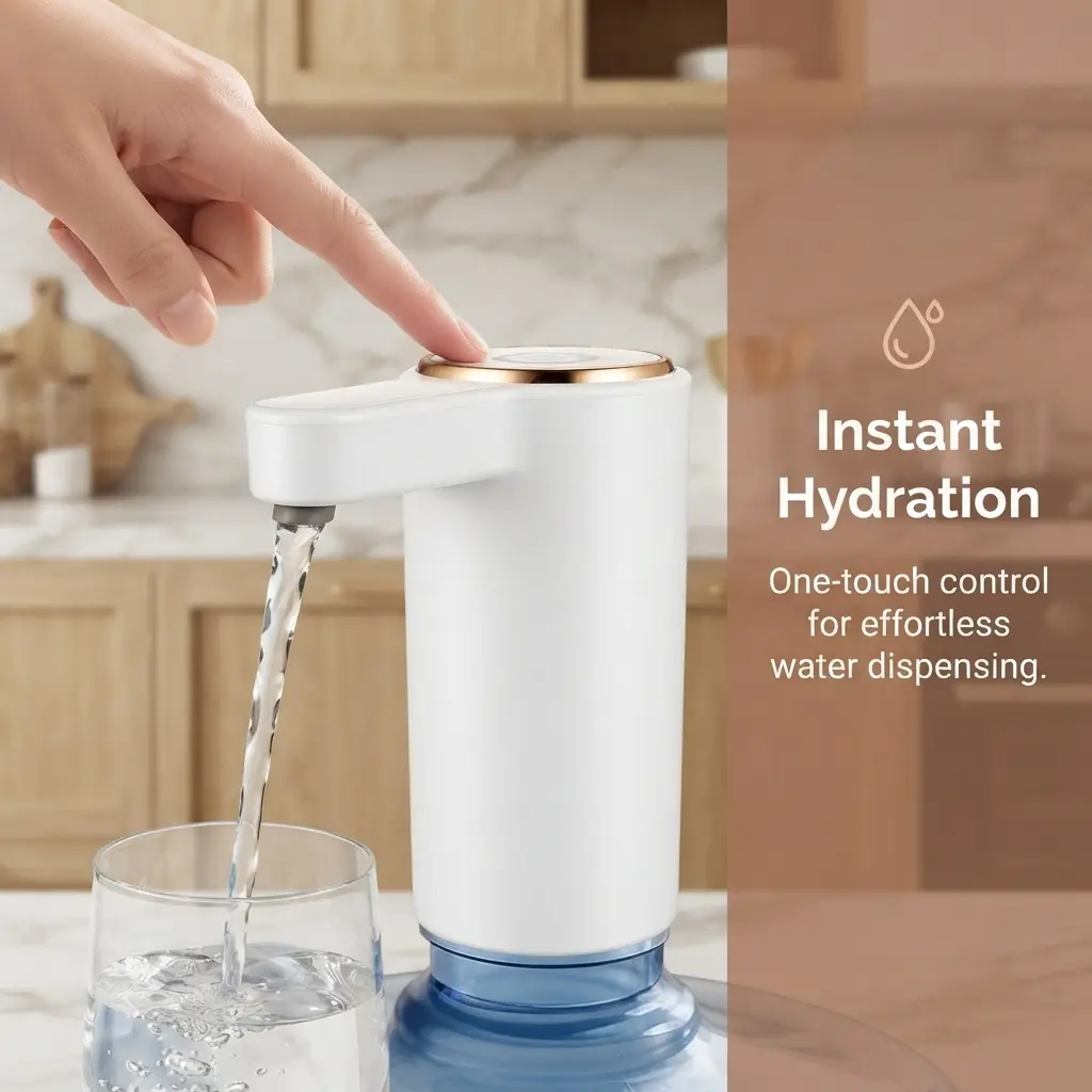 Rechargeable Self‑Priming Small Electric Bottled Water Dispenser, Portable Auto‑Suction Water Pump for Mineral Water Bottles, One‑Touch Dispensing Household Kitchen Gadget for Home Dorm RV Use