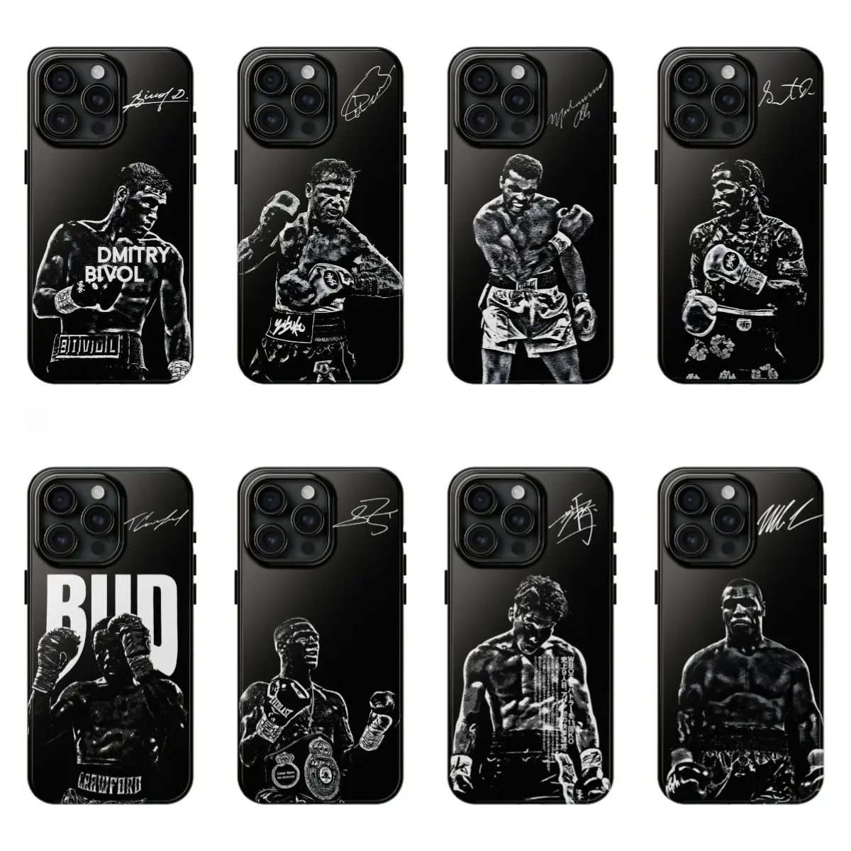 Boxing All Legends Signature Durable PC+TPU Phone Case - Iconic Stars Collection, Wireless Mobile Accessories, Compatible with iOS (iPhone 11-17 Pro Max/Pro/Plus) & Android (Samsung Galaxy S25-S26 Series), Ideal for Parties