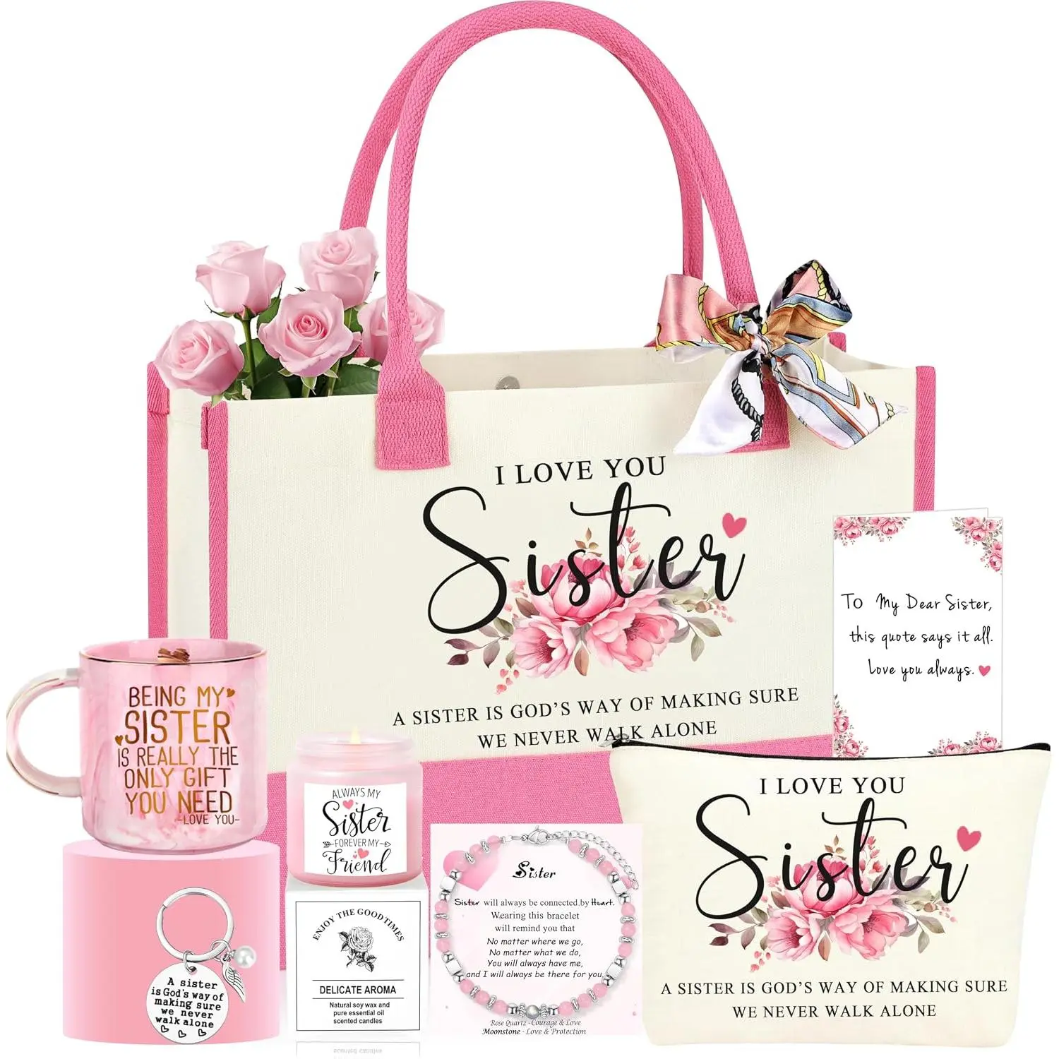 Sister Gifts, Birthday Christmas Gifts for Sister, Valentines  Day  Present Basket Set of 7