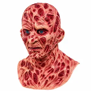 Realistic Freddy Krueger Mask, Deluxe Burned Face Latex Mask, Horror Prop for Halloween, Cosplay, Carnival, Party Props