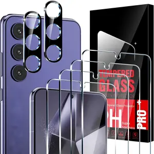 4+2 Tempered Glass Film Set Compatible with Galaxy S24 Plus | 9H Scratch Resistant Fingerprint Friendly