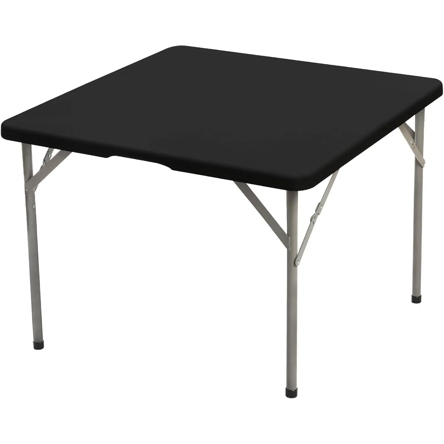 34" x 34" Square Fitted Table Cover - Stretchy Spandex Black Table Cloth, Washable & Wrinkle-Resistant Tablecloth for Tables, Indoor/Outdoor Picnics, Patios & Events