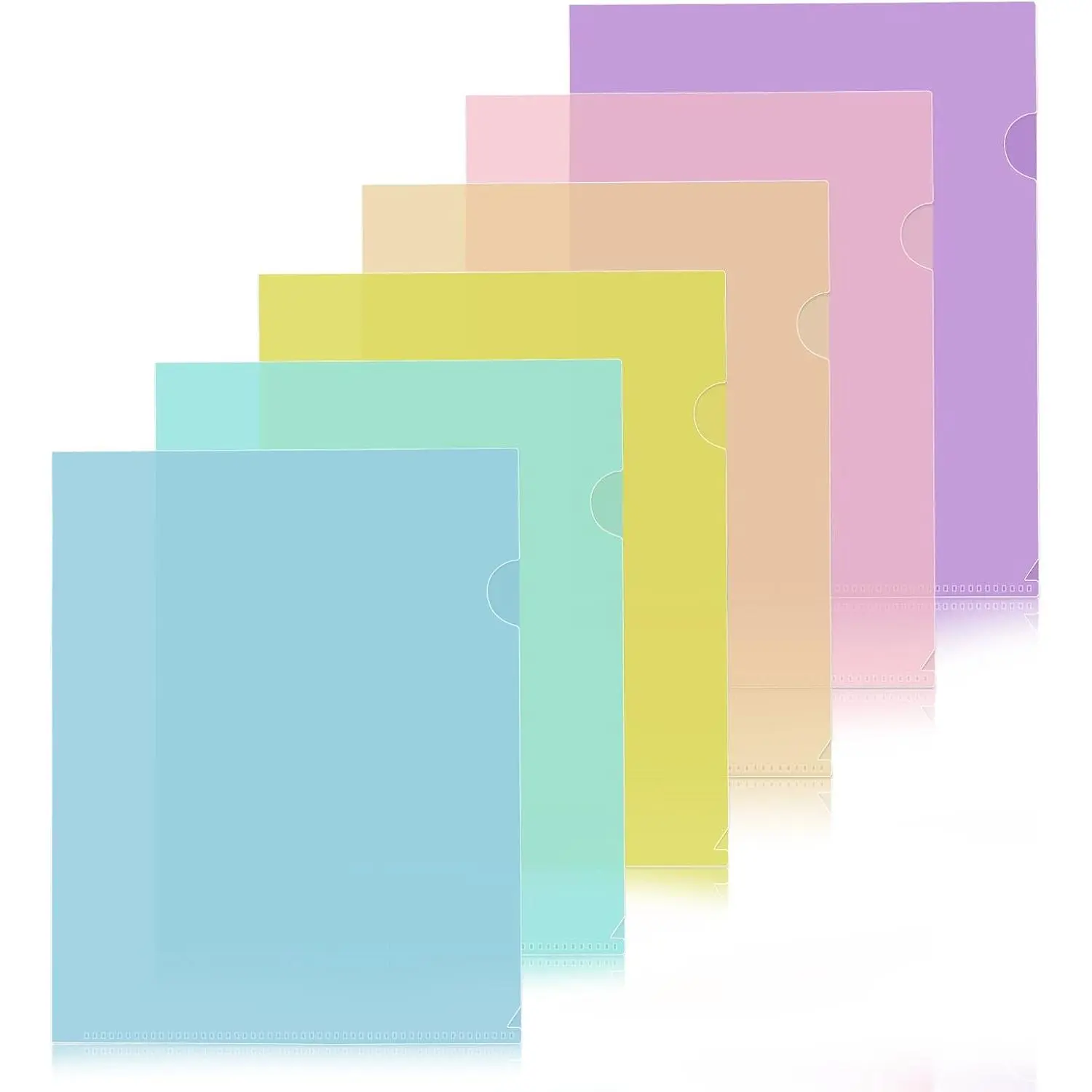 6 Pack Plastic File Folders, Letter Size Clear Project Sleeves for 8.5 x 11 Paper,  Colors Transparent Document Protectors, Acid-Free Poly Jackets for , School & Office