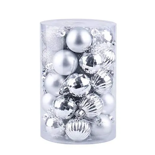 34 Pieces Shatterproof Christmas Ornaments Set, 1.57 Inch Plastic Ball Decor