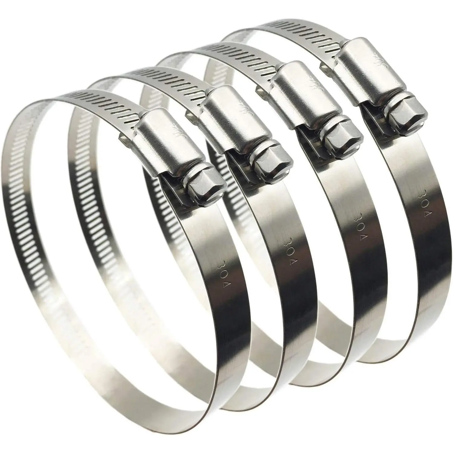4" (Diameter) Adjustable 304 Stainless Steel Duct Clamps Hose Clamp Pipe Clamp Air Ducting Clamp worm drive hose clamps (4Pcs, 91mm-114mm)