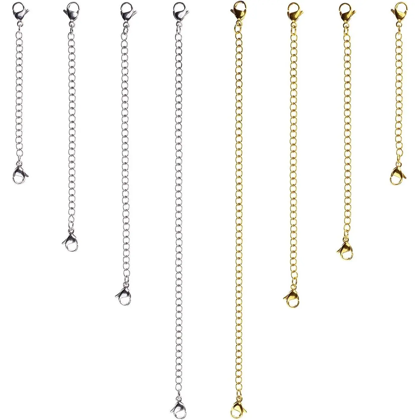 8 count Necklace Extender  and  Plated Bracelet Extender Extender Chain Set 4 Different Length: 6 inch 4 inch 3 inch 2 inch (4 , 4 )