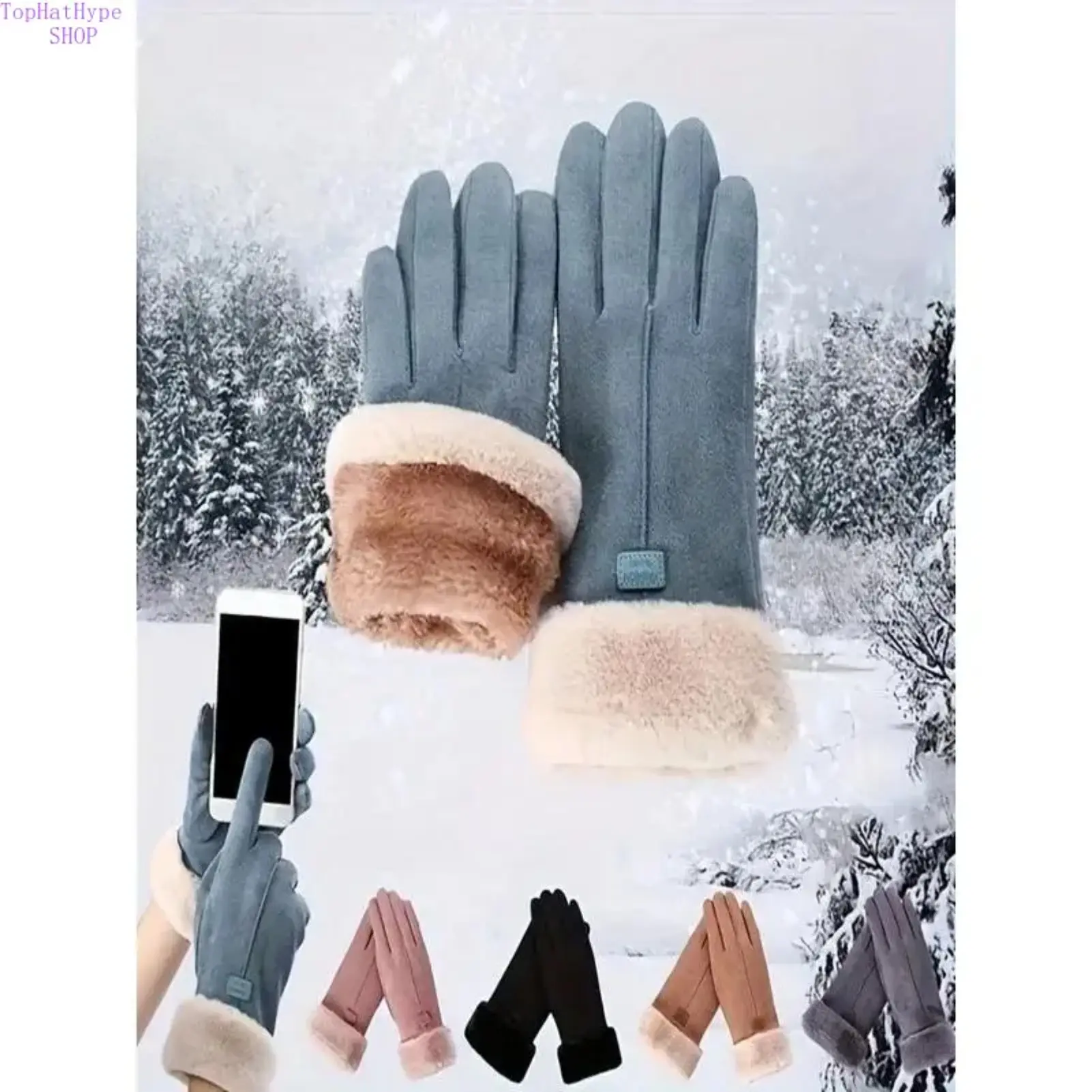 Women's Cold-Hardy Insulating Winter Gloves - Grey, Neutral-Toned, Thick Fabric, Touchscreen-Compatible, Chic Fashion Gloves for Cycling, Driving in Cold Weather, Grey Women's Gloves