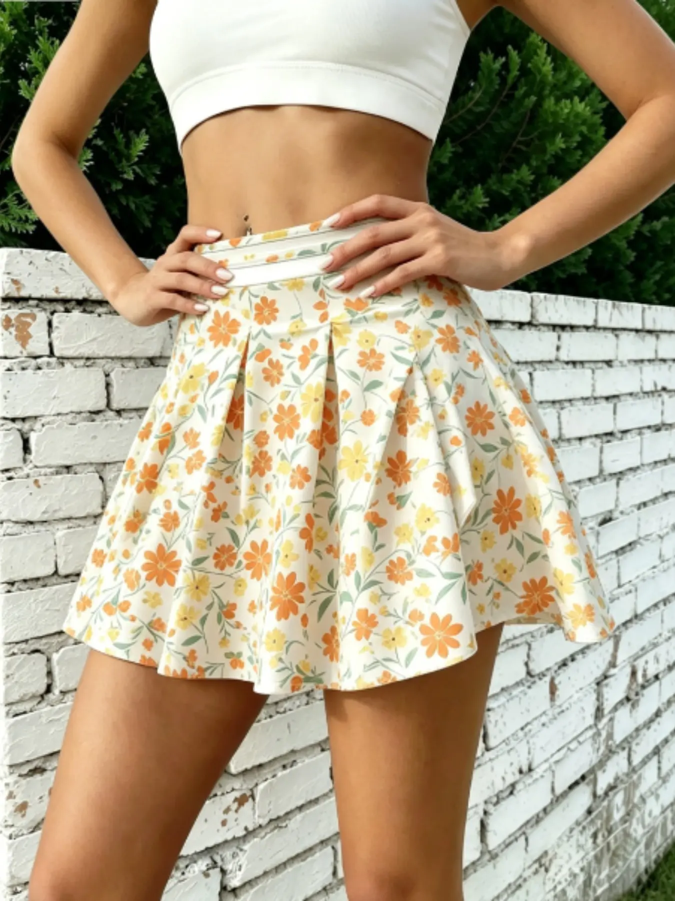 Summer Women's Casual Fashion Print High Waist Elegant Bodycon Skirt, Suitable for Spring Summer Running Sports Skirt Pants, with Pockets