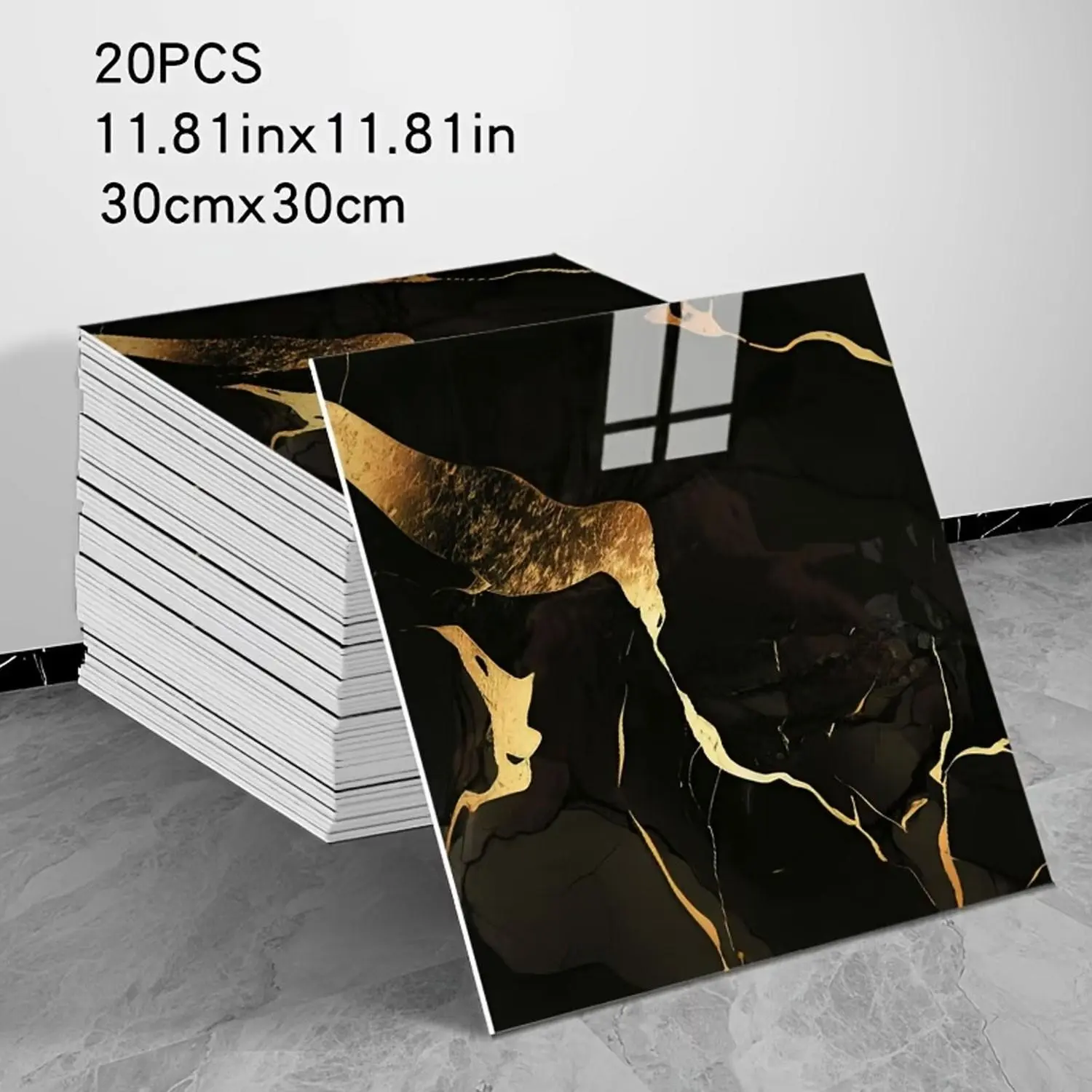 20 Pieces Waterproof Marble Look PVC Wall Panels, Marble Peel and Stick Shower Backsplash, Bathroom Tile Adhesive, 11.8"x11.8", Blue Stone, 19.4 Sq Ft