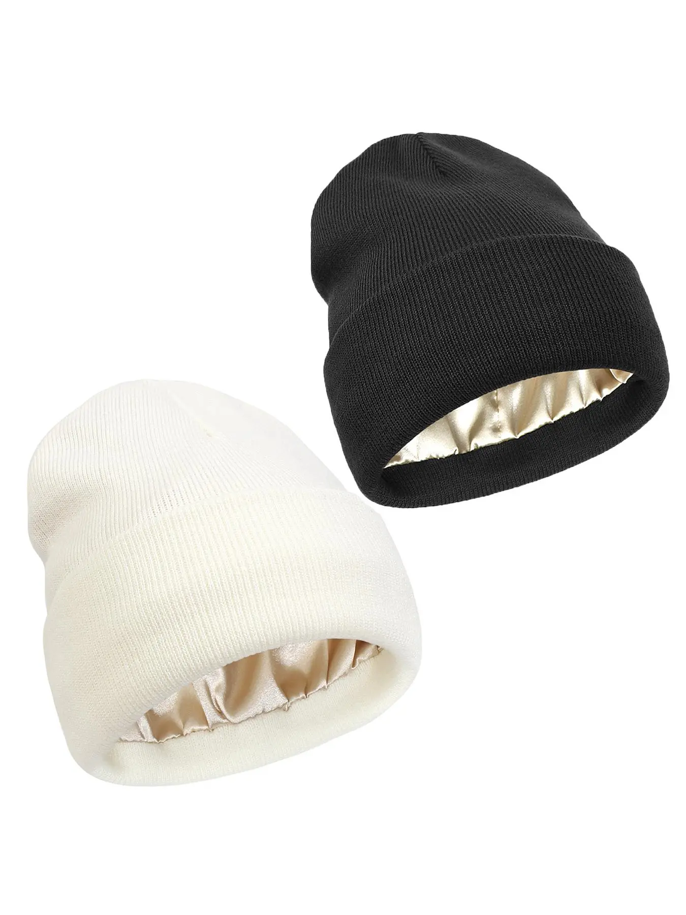 Solid Color Beanie Hat, 2 Counts Casual Knit Hat for Fall & Winter, Fashion Accessories for Both Men & Women, Knitted Hat