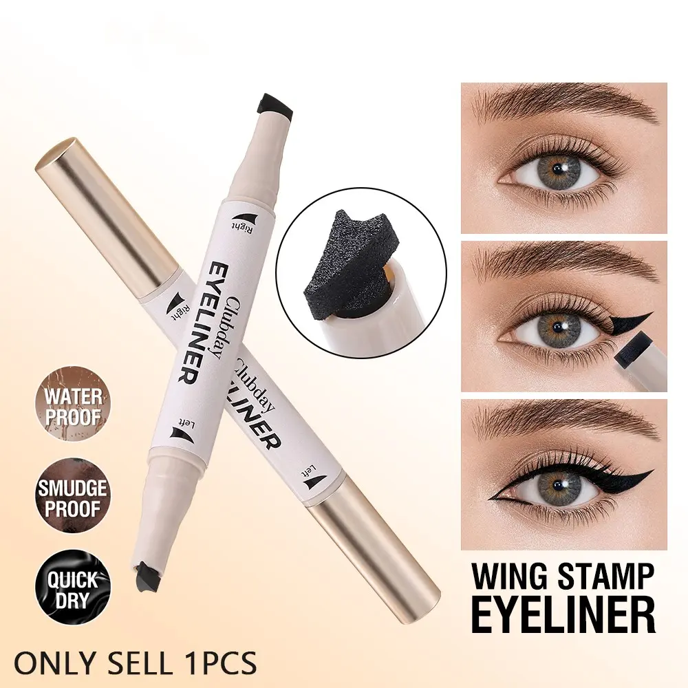 Double Ended Cat Eye Stamp Eyeliner, Solve Asymmetric Eyeliner Troubles, Waterproof Anti Smudge Liquid Eyeliner, Lightweight Texture, Suitable for Makeup Newbies and Makeup Artists, Eye Makeup Product