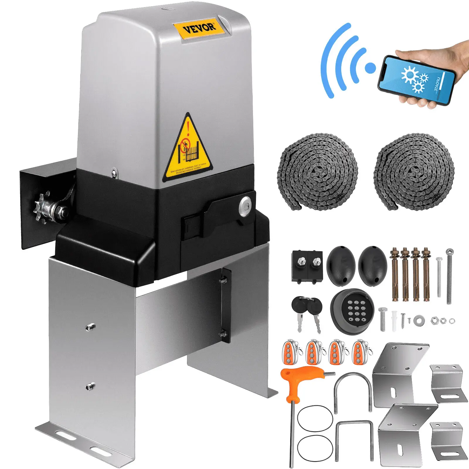 【Summerfinds】VEVOR Sliding Gate Opener 3300 LBS Automatic Sliding Gate, Gate Opener Motor with 2 Remote Controls, 230 ft Remote Distance Driveway Rolling Gate, Automatic Sliding Gate Opener for Sliding Gate