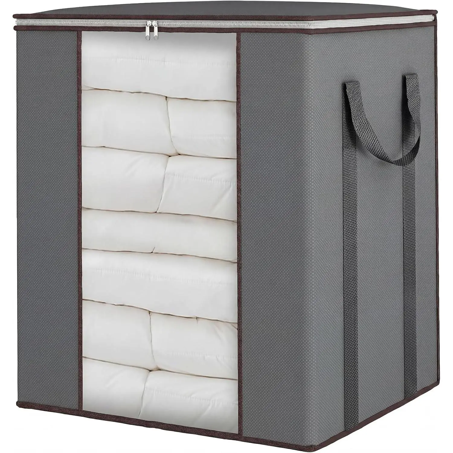 Extra Large Blanket Storage Bags 120L Comforter Storage Bags with Reinforced Handles Breathable Clothes Storage Containers for King Comforter Bedding Pillow Sheet Grey