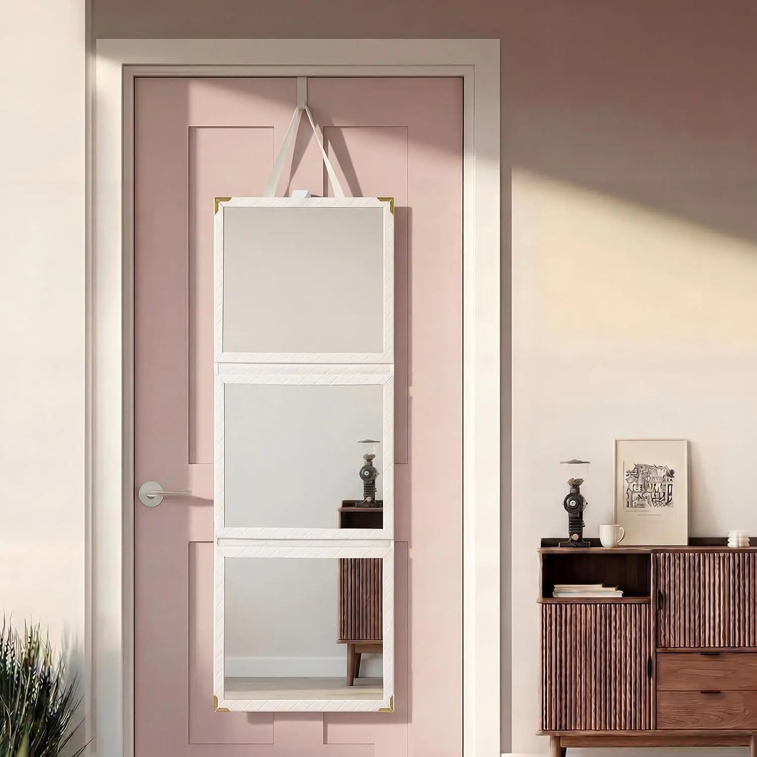 33 x 13'' Foldable Dorm Full Length Mirror with Handle Door  Portable Shatterproof Full  White Mirror for College Dorm Bedroom Classroom Dressing Room Entryway  to School