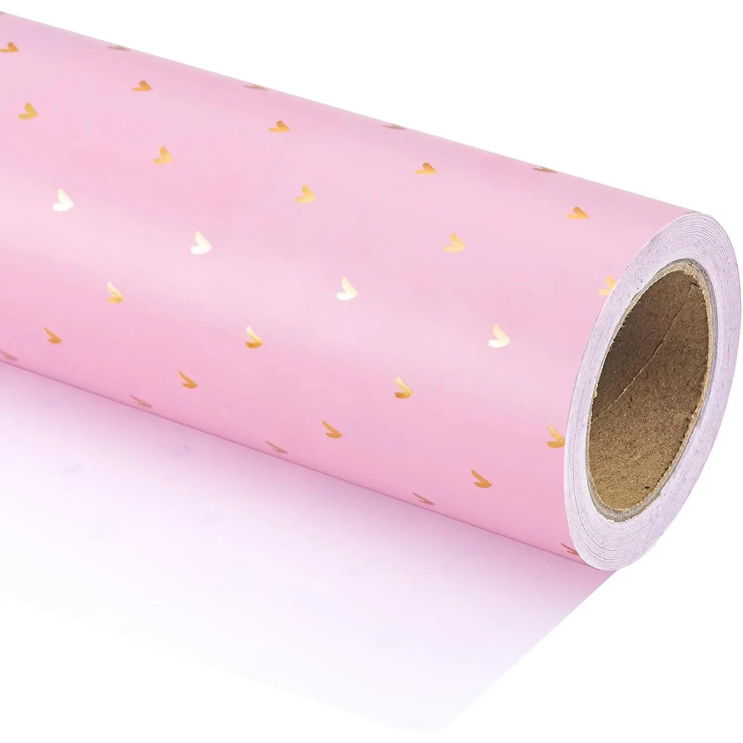 WRAPAHOLIC Valentine's Day Wrapping Paper Roll  Pink Red Heart Design with Gold Foil Love Hearts, Reversible Gift Wrap Paper for Valentine's Day, Anniversary, Wedding, Birthday, Baby Shower, Romantic Gifts,- Mini Roll - 17 Inch x 33 Feet -