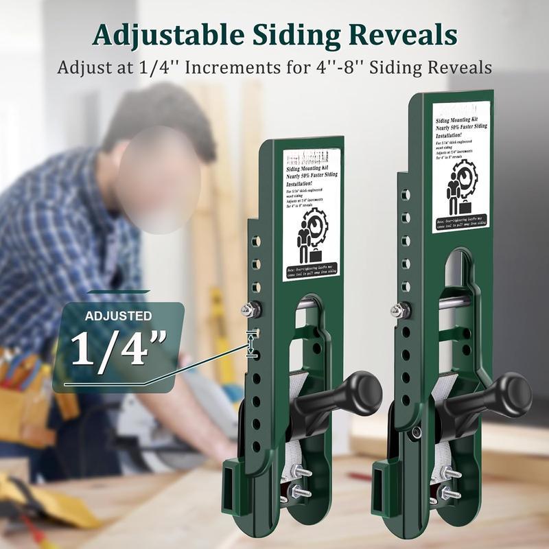 Siding Installation Tools Compatible with 5/16- Inch Fiber Cement Siding, Siding Mounting Kit with Adjustable Reveals, Lap Siding Gauge Made of Polycarbonate Body, Green