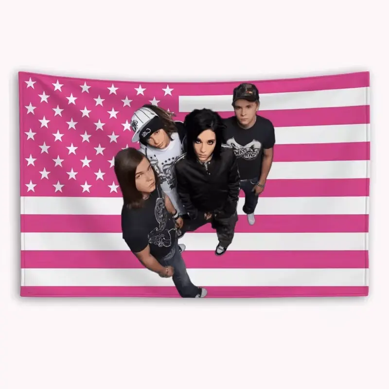 Rock TTokyo HHotel American Flag Banner _ Flat Printed Flag Decor Indoor Outdoor Use For Bedroom  Garage Minimalist Wall Tapestry Aesthetic Room Backdrop