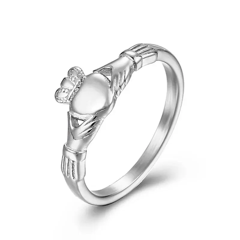 Claddagh Rings for Women and Men, 8mm Stainless Steel Irish Promise Band in Silver or Gold Tone, Sizes 5-9, Claddagh Ring, Engagement Ring