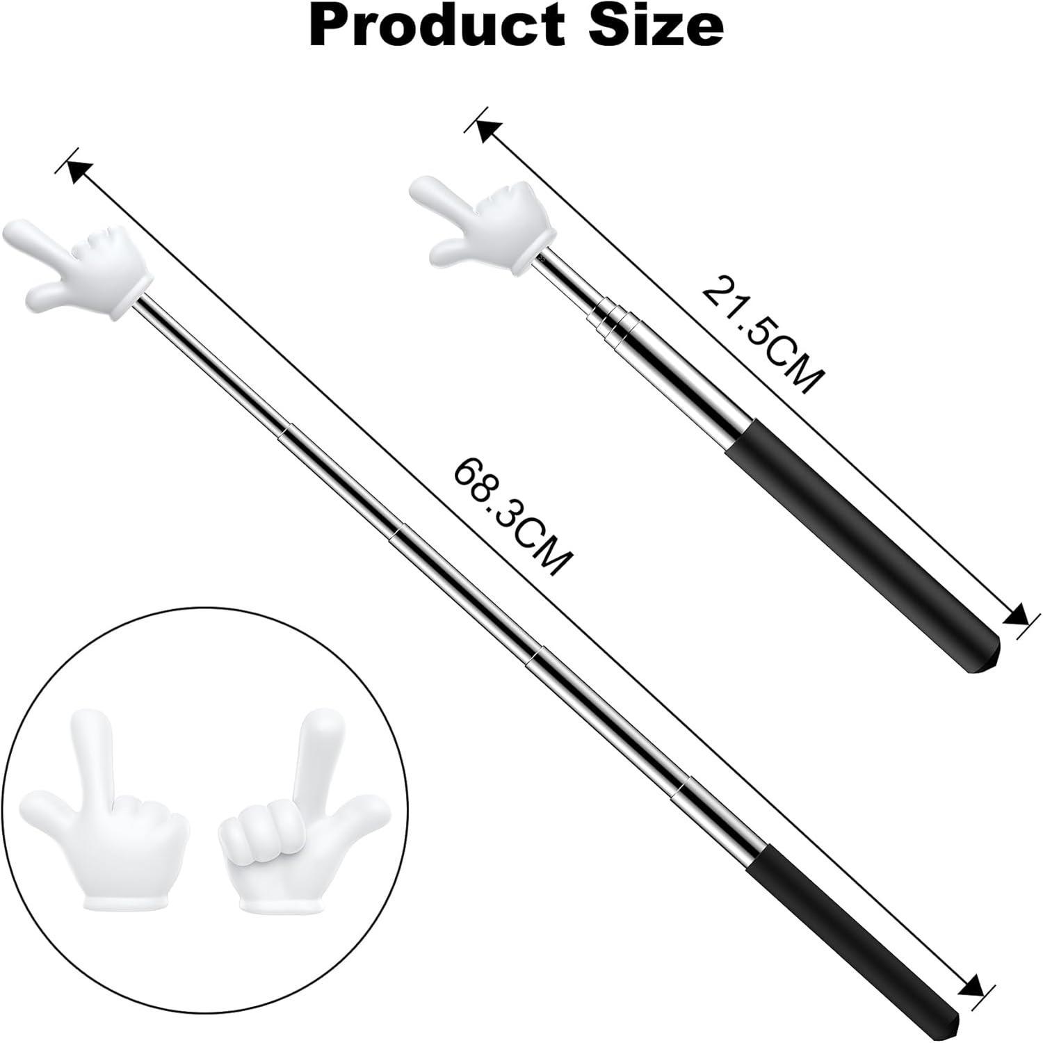 2 count Telescopic Teacher Pointer, Extendable Handheld Pointer Finger Pointer Stick, Mini Classroom Pointer for Elementary School  Teacher, Classroom Supplies (Black)