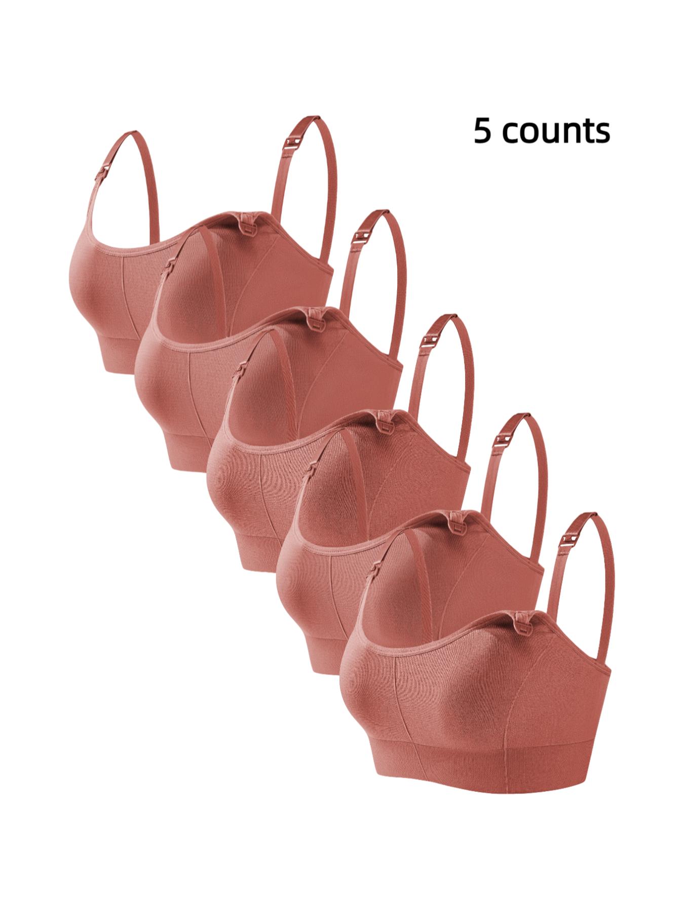 Women's Solid Detachable Adjustable Strap Nursing Bra Set, Front-Closure Bra, Soft Comfortable Breathable Pregnancy Maternity Bra, Maternity Clothing, Maternity Lingerie