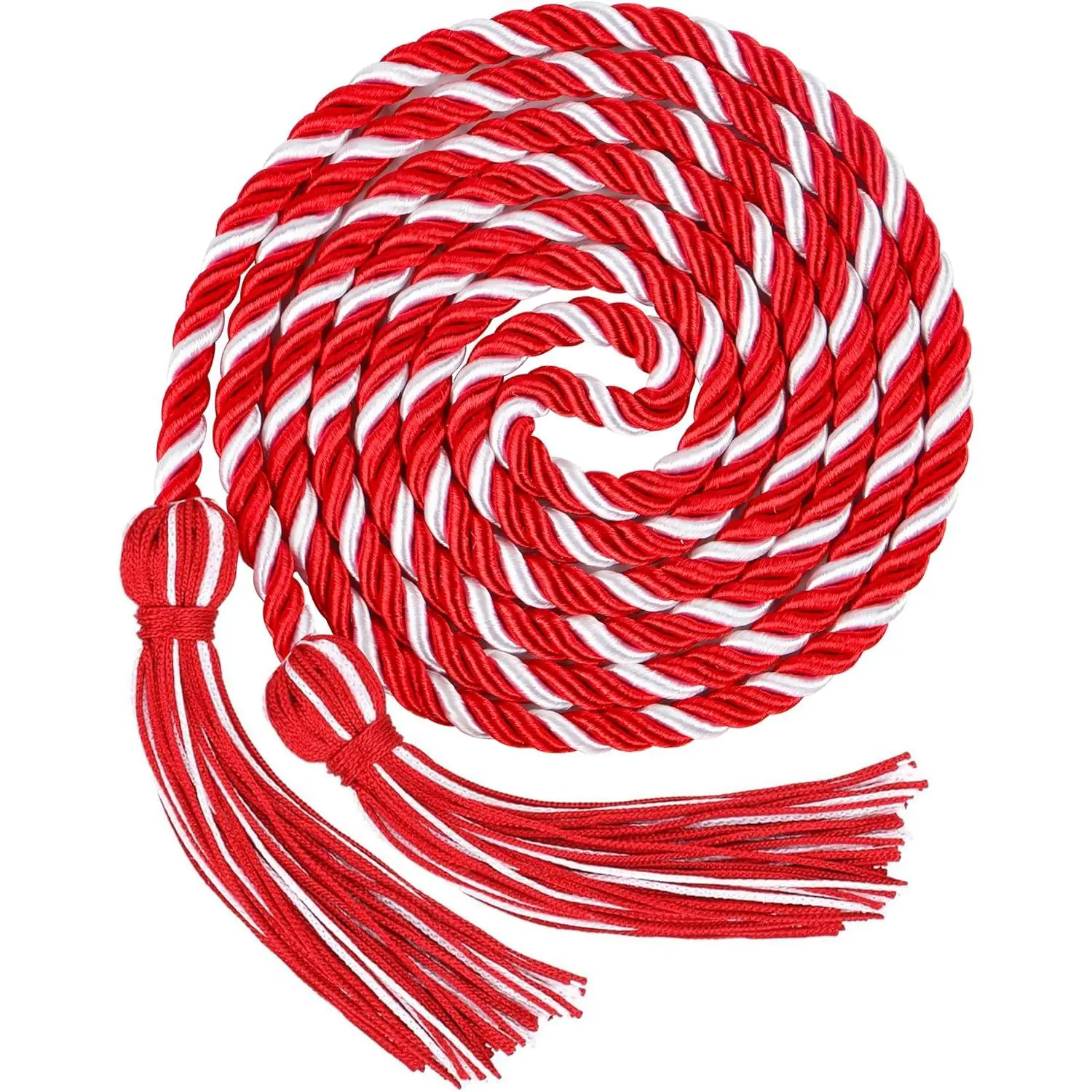 Graduation Honor Cord Class of 2026 Red & White 67" Long Braided Cord with Tassels Premium Polyester Commencement Cord for Bachelor Master Doctoral Gown