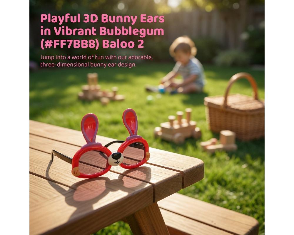 Cute Bunny Ears Kids Sunglasses 3D Cartoon Character Sunshades for Toddlers Multi-Color Decorative Eyewear for Summer Photos Lightweight Outdoor Sun Protection for Children Toddler Holiday Accessory