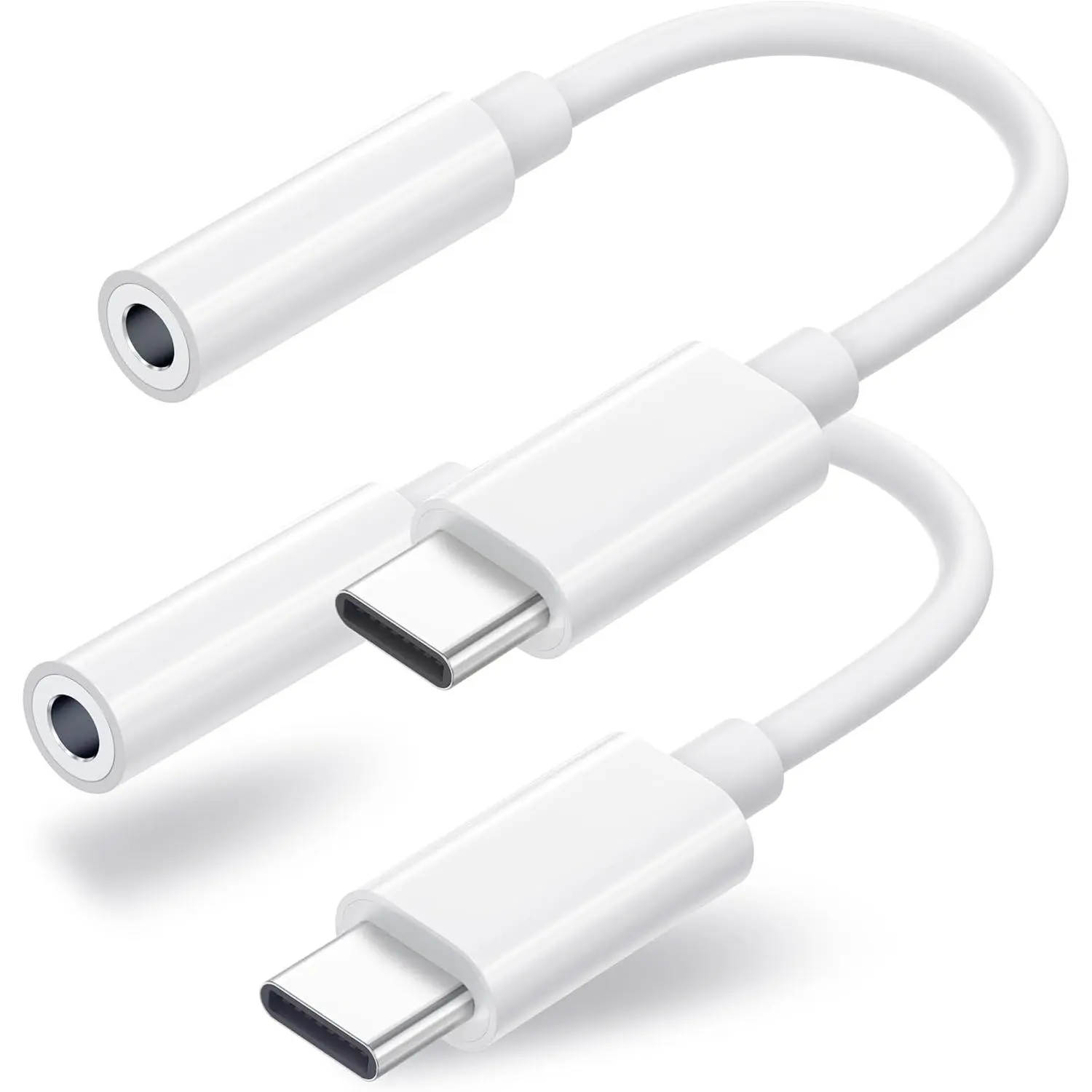 2 Pack USB C to 3.5mm Headphone Jack Adapter, USB C to Aux Audio Dongle  Cord Compatible with  17/16/15 Pro/15 Pro Max, iPad Pro, MacBook,  S21-24, Pixel 7/6/5