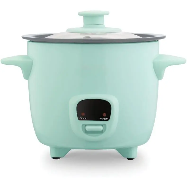 Aqua Mini Ceramic Rice Cooker - Single-Serve Compact Rice Cooker with Nonstick Removable Pot, Keep Warm Function & Easy-to-Clean Sleek Design, Mini Rice Cooker With Keep Warm