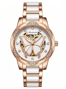 Women's Fashion Quartz Watch, Fashionable Waterproof Watch, Waterproof Night Light, Analog-Digital Display, Round Face, Mineral Glass, All Seasons, Clasp Closure