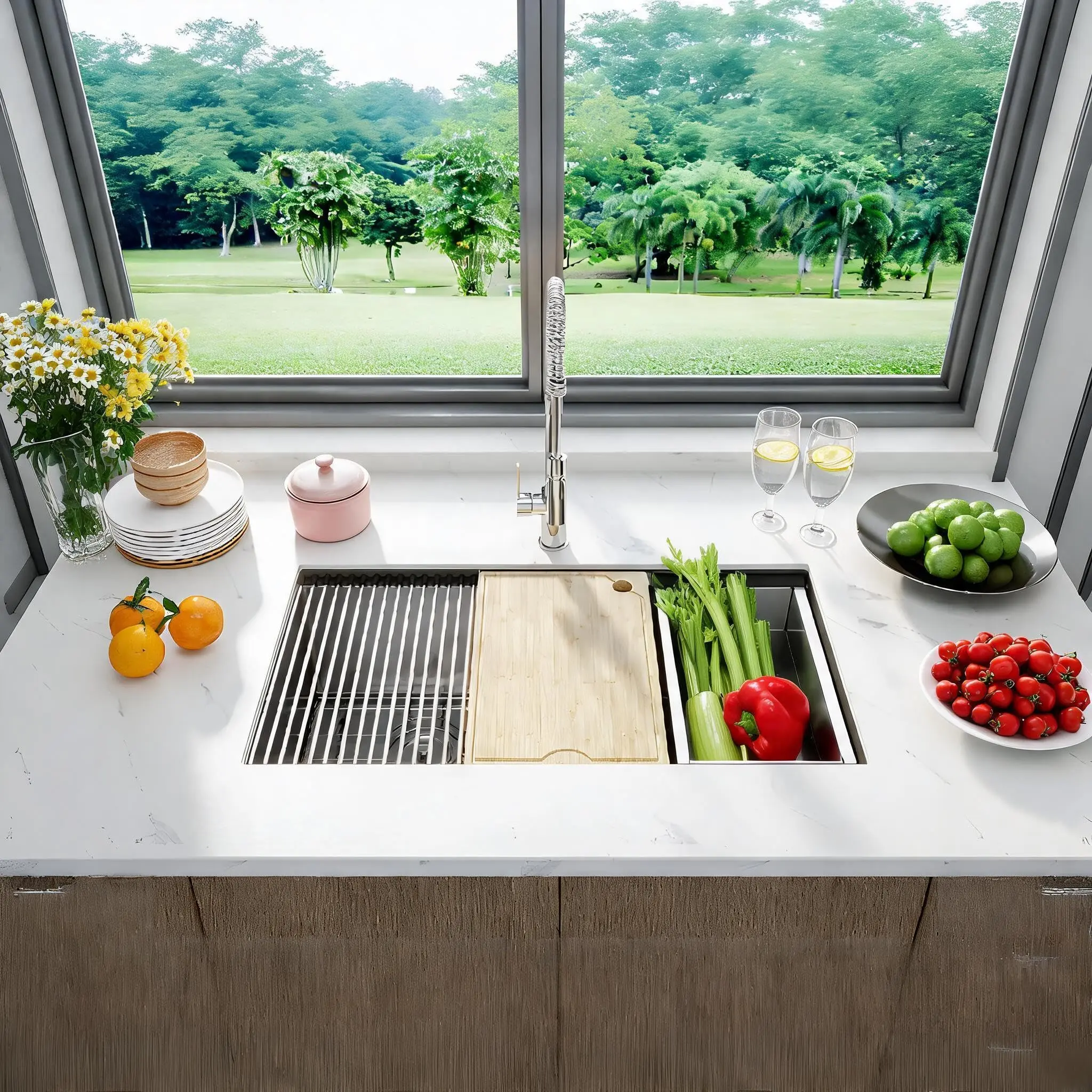 Garvee 33x19 Inch Single Bowl Kitchen Sink - 16 Gauge 304 Stainless Steel, Undermount or Drop-in, 10-Inch Deep, Brushed Finish, Bottom Grid & Drain Included, Noise Reduction, Easy Install, 2.0mm Edge