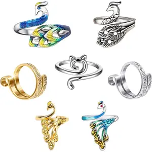 Adjustable Crochet Ring for Finger Yarn Guide Knitting Accessories, Tension Rings for Crocheting, Crochet Tools, Gifts for Mother Grandma - Multicolor 7 Pack