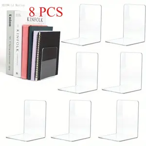 4 Pcs Acrylic Bookends,Transparent L-Type Bookends,,Universal Bookend, Book Holder,Bookends as Stand for Offices,Libraries,BedroomsAB19Wild Motion
