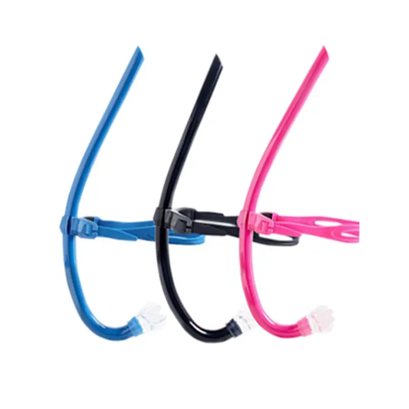 Full Silicone Front-Mount Freediving Soft Tube Snorkel, Lightweight Breathing Snorkels for Adults, Beginner Swimming Training Water Sport Accessory, Breathing Equipment