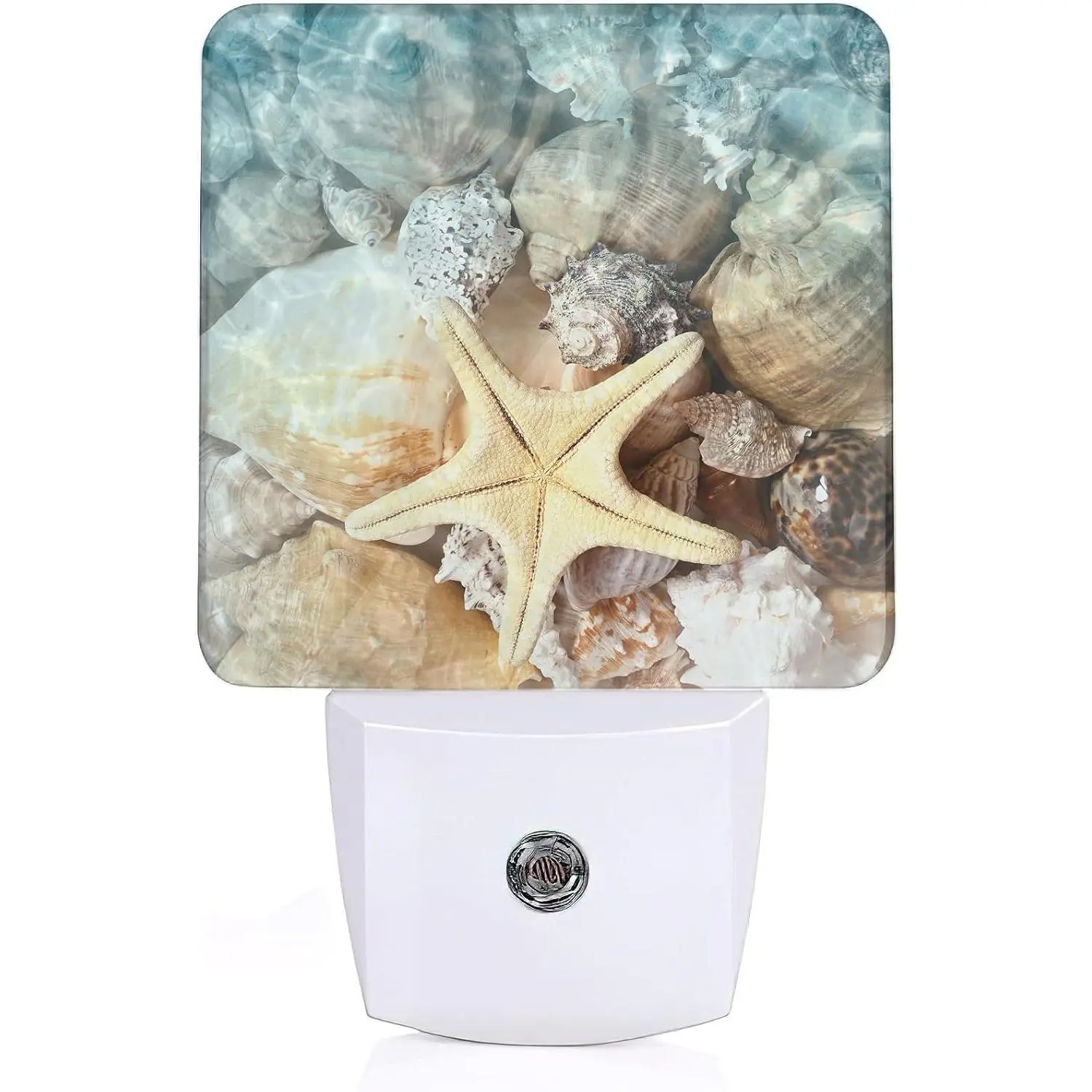 Starfish Seashell  Beach Night Light, Summmer Beach Night Light Plug into Wall with  Sensor, LED Lamp  Lights for Men Women Boys Girls,Lamp for Bedroom Bathroom Hallway