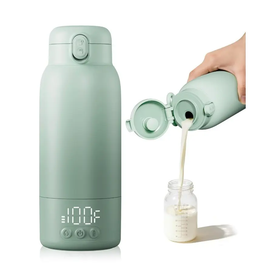 Portable Travel Bottle Warmer, Dual Heating Modes for Breast Milk and Water, Fast Heating, Long Battery Life, 12.85 Oz Capacity