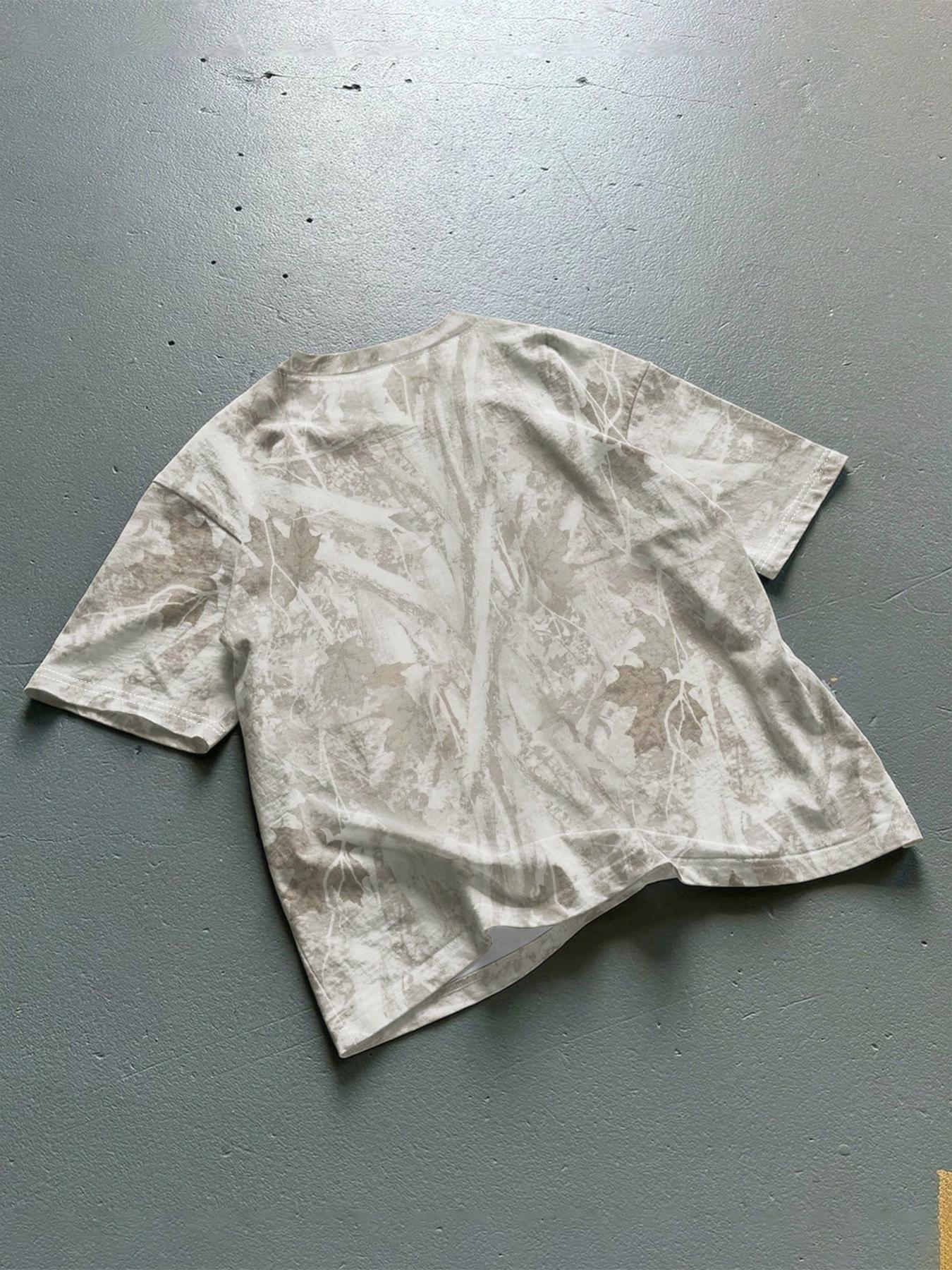 Unisex Camouflage Print T-Shirt, Round Neck, Short Sleeve Casual Style, Organic Fabric, Fitted Design, Summer Fashion for Daily Wear