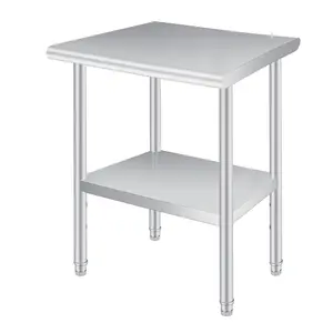 Heavy Duty Stainless Steel Prep Table for Outdoor Kitchen – Adjustable Undershelf, Rounded Corners, Commercial Restaurant BBQ Storage