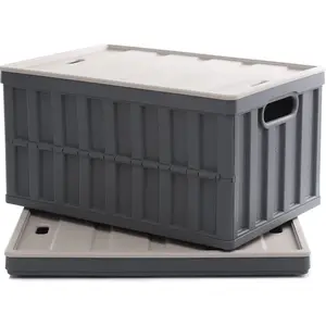 64L Collapsible Storage Bins with Lids Plastic Storage Containers for Organizing Stackable Storage Box Large Heavy Duty Utility Crates, 2 Packs