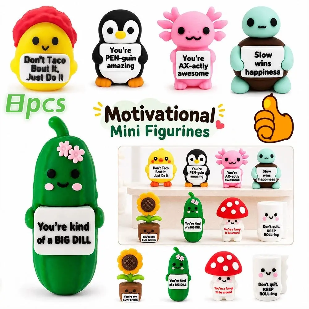 8pcs Cute Penguin Ornaments, Inspirational Desk Decor, Animal Figurines for DIY, Motivational Penguin Desktop Accessories
