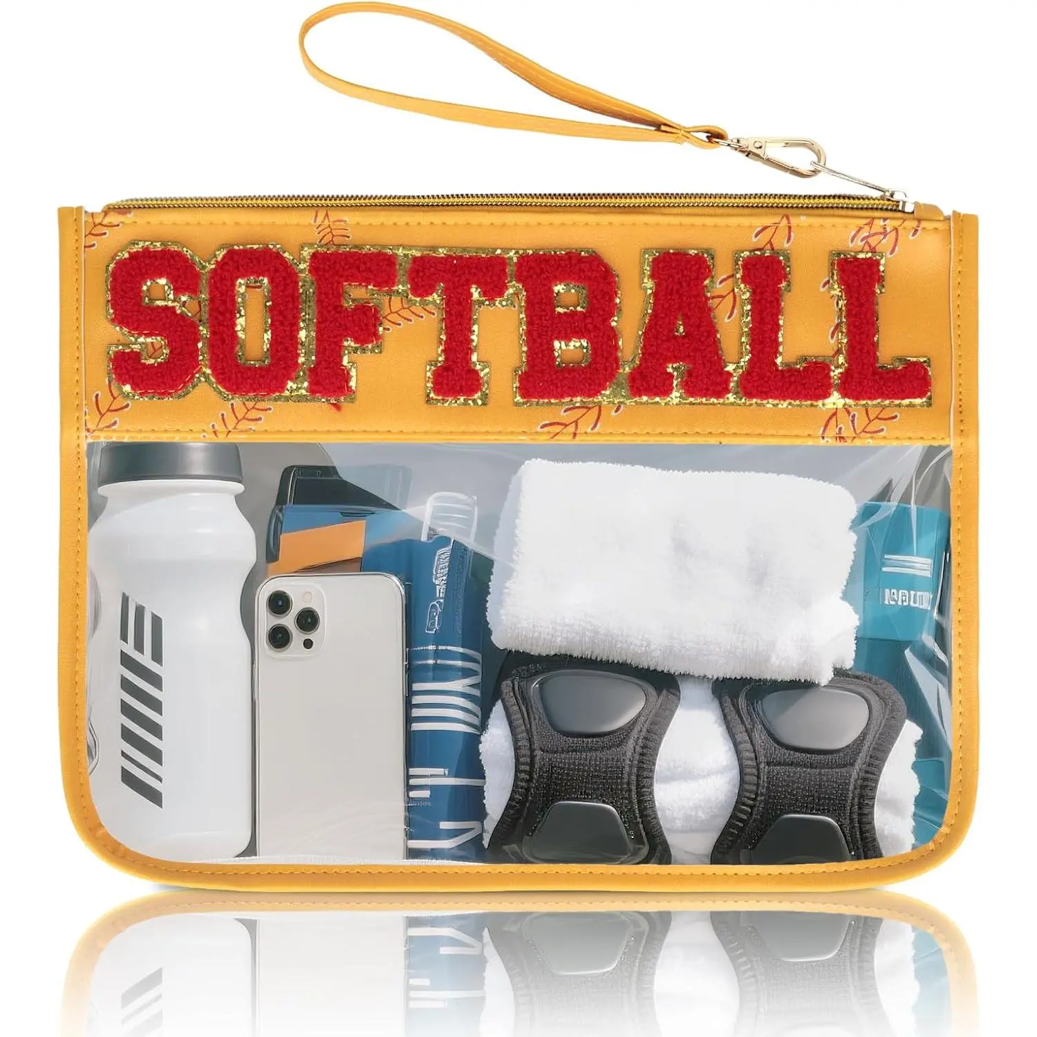 Baseball  Bags Baseballs  Bags Team Gifts Clear Chenille Letter Zipper Pouch Accessories Stuff  Portable