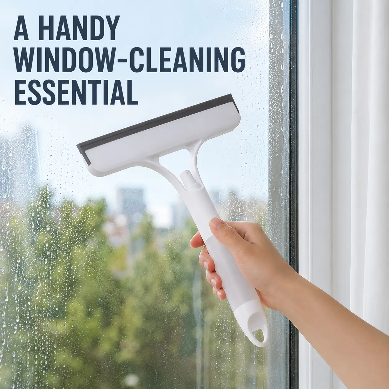 Compact Hand-Held Soft Rubber Window Glass Squeegee - Home Cleaning Functional Tool with Hand-Held Grip, Water-Free Wipe for Mirrors, Showers