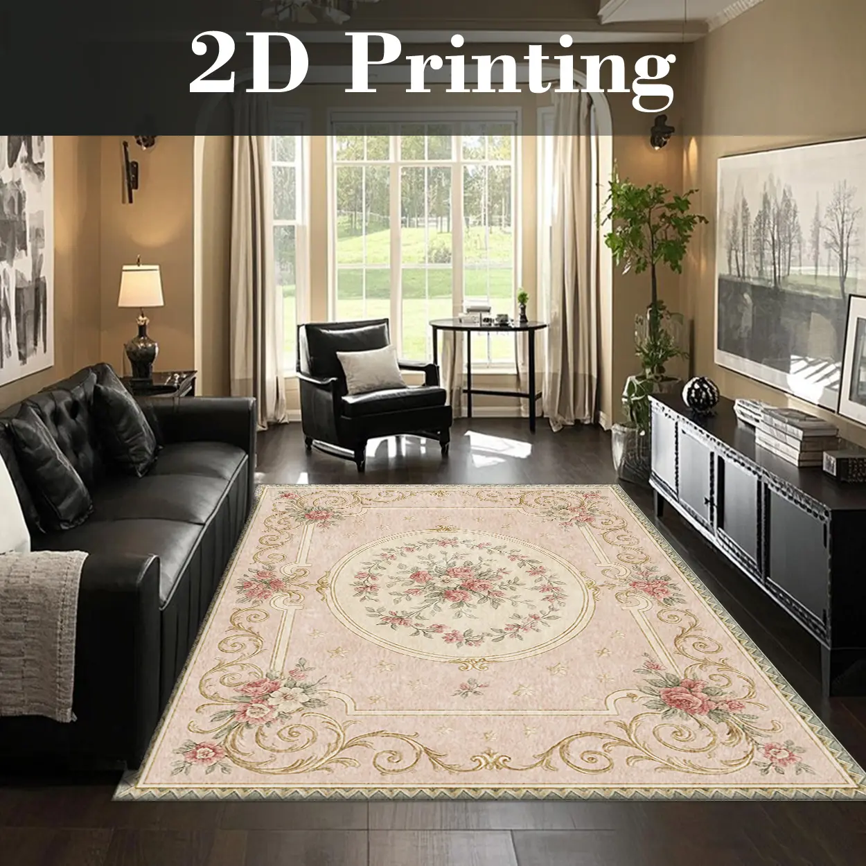 Vintage Floral Print Area Rug - Washable, Non-Slip, Multiple Sizes for Bedroom Area, Elegant French Cottage Style, House Decor, Vintage Home Decor, Aesthetic Rugs with Local Delivery
